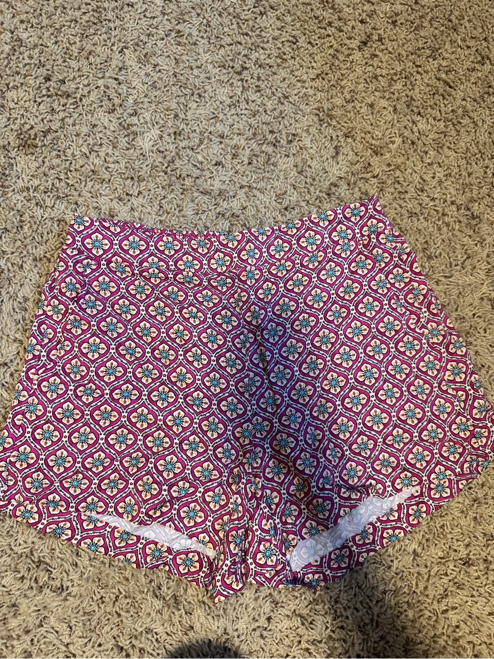 Old Navy Pink Geometric Floral Lace-Trim Athletic Shorts